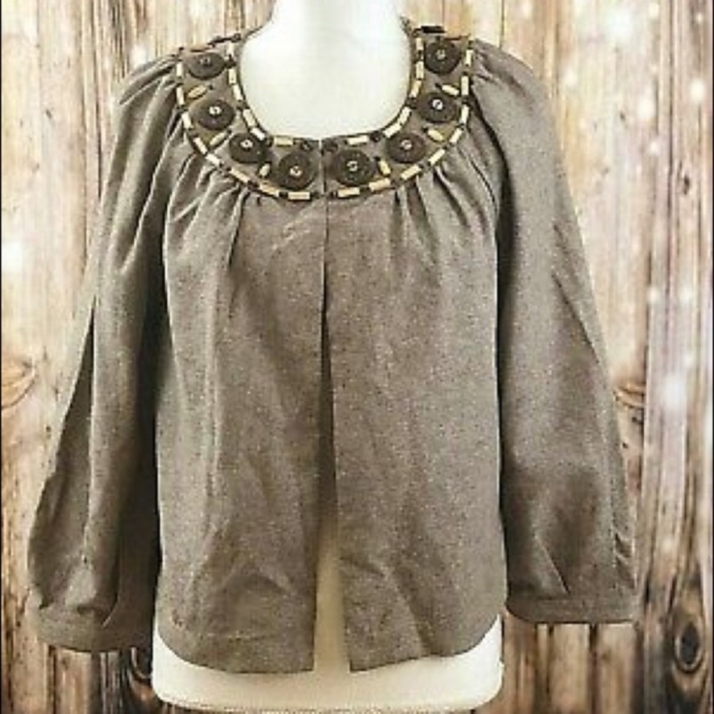 Michael Kors tweed wooden beaded jacket